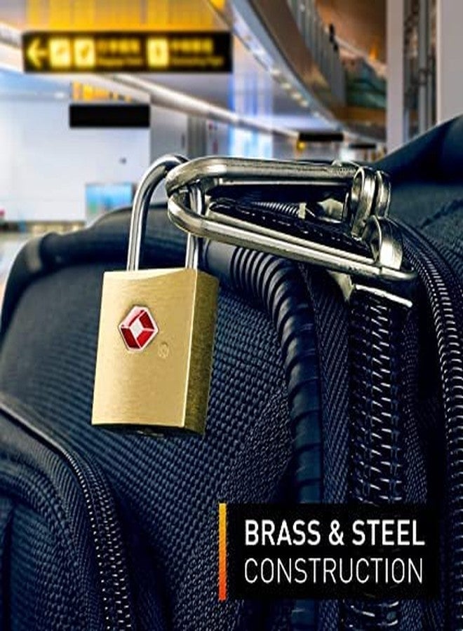 SHB TSA Approved Brass Mini Padlock, Brass Luggage Locks, Brass Lock with Key for Gym Locker, Backpack (Pack of 5) - Image 3